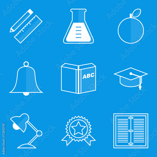 Blueprint icon set. Education