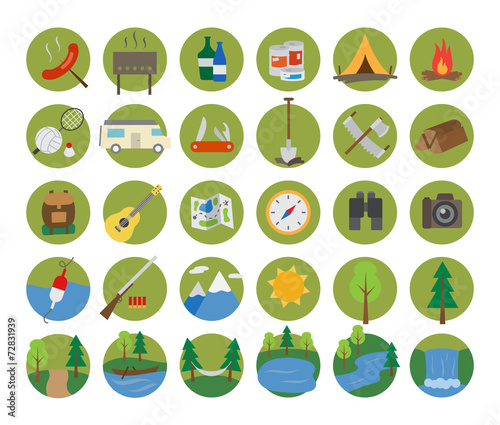 Camping and nature icon set