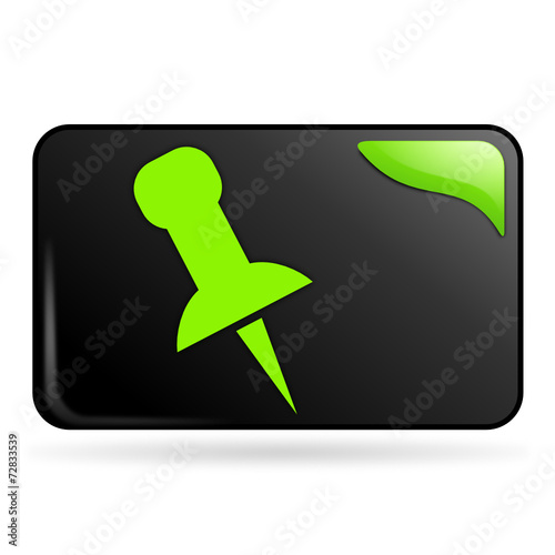 punaise sur bouton web rectangle vert