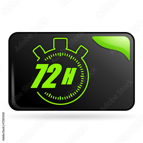 soixante douze heures chronomètre sur bouton web rectangle vert