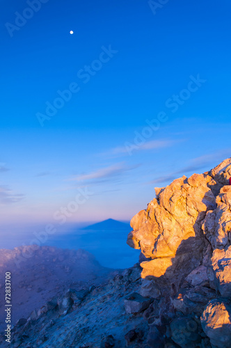 Sunrise, moon and shadow of volcano Teide Tenerife photo