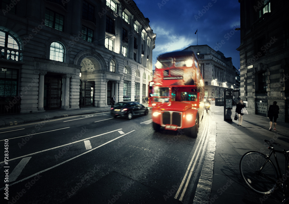 old bus on street of London