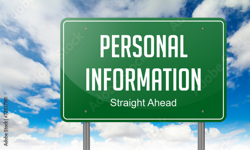 Personal Information on Highway Signpost.