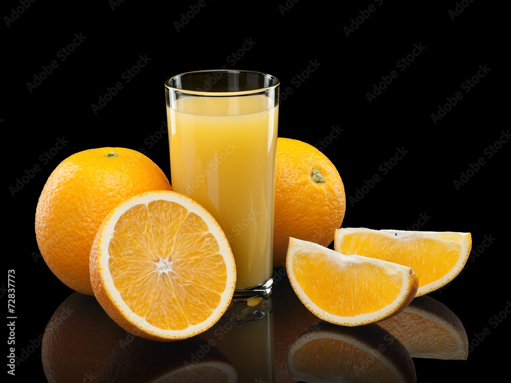 Glass of orange juice with fruit Glass of orange juice with fruit