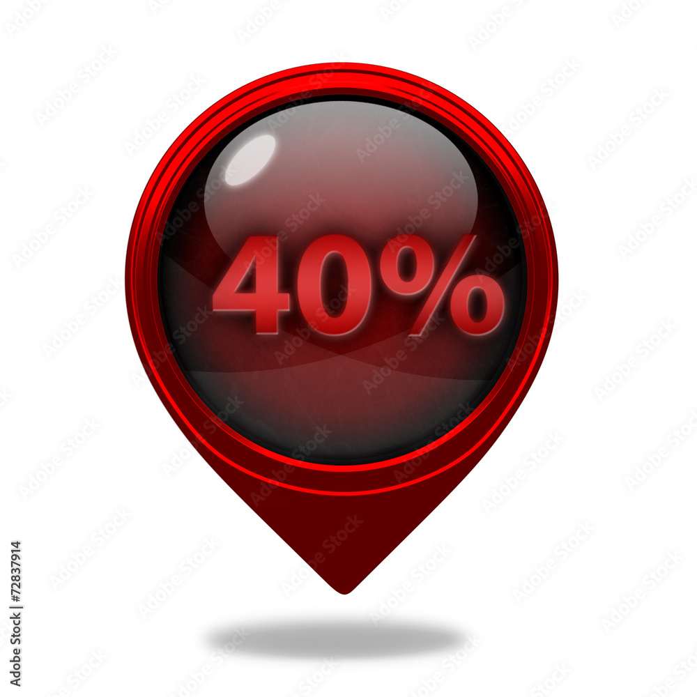 Fourty percent pointer icon on white background