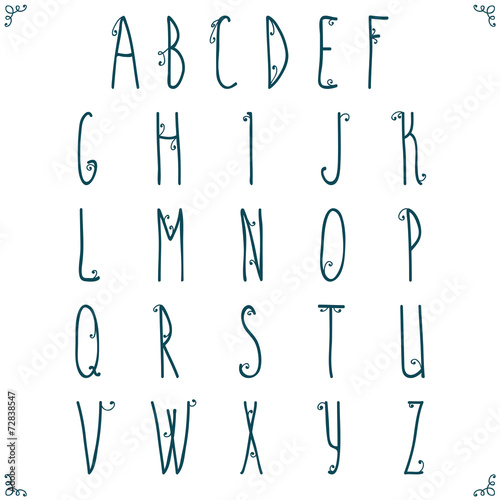 Hand drawn alphabet design.