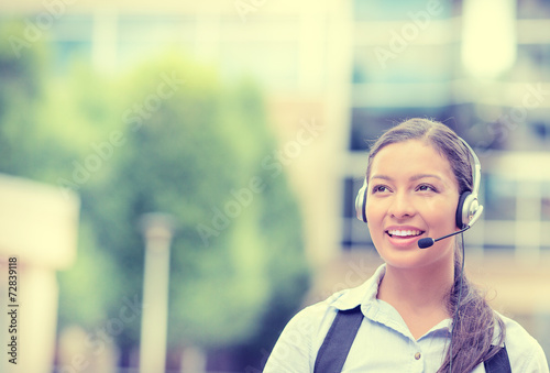 customer service representative with phone headset device 