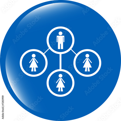 icon button with network of man inside, isolated on white