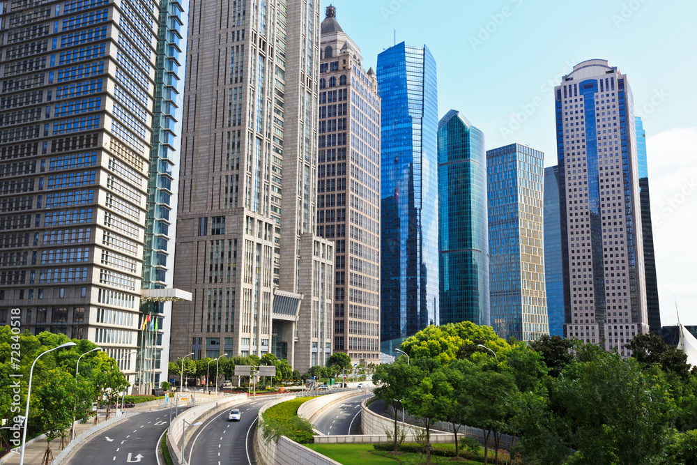 Fototapeta premium Shanghai's financial district building scenery