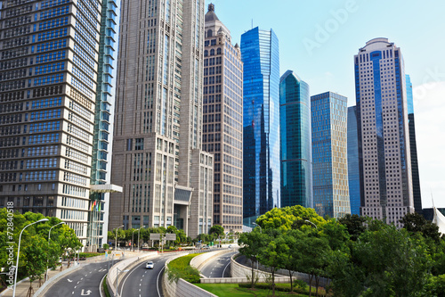 Shanghai's financial district building scenery