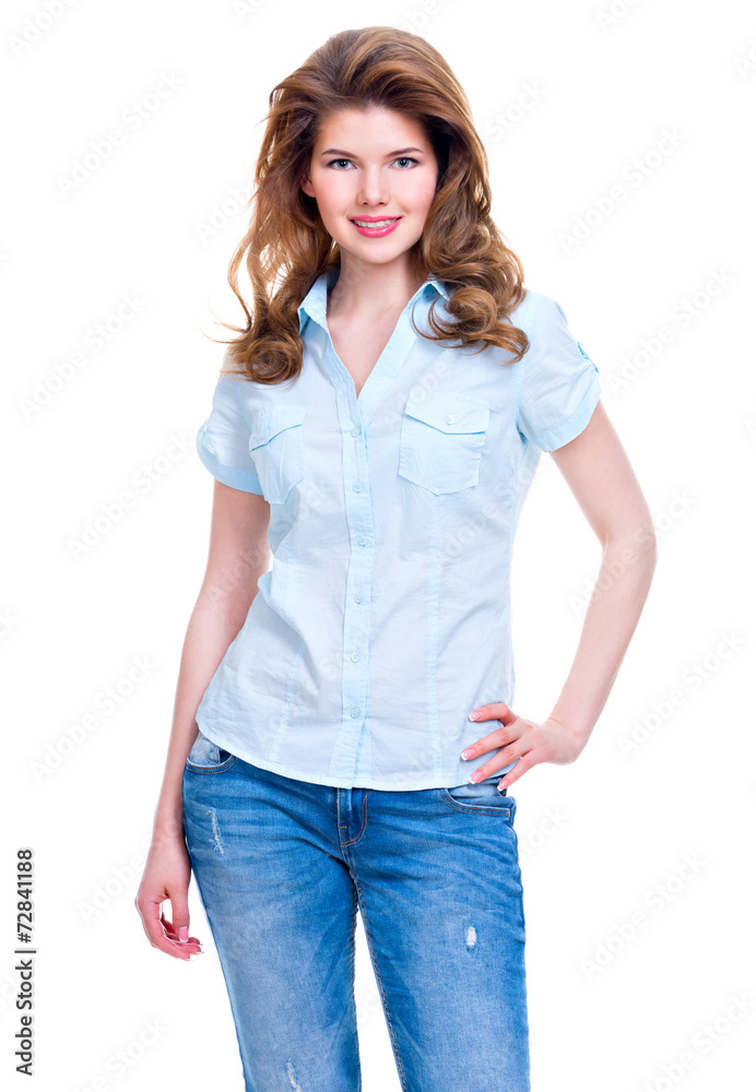 Fototapeta premium Portrait of a beautiful young happy woman.