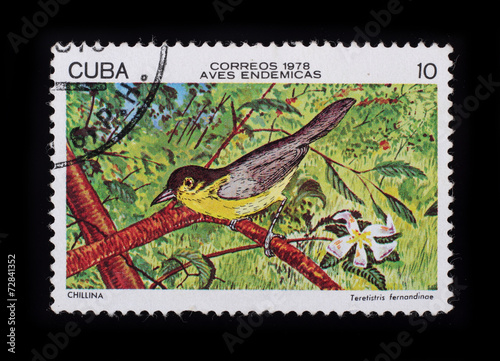 Post stamp. Birds: Teretistris fernandina photo