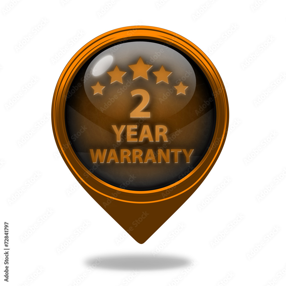 Two year warranty pointer icon on white background Two year warranty pointer icon on white background