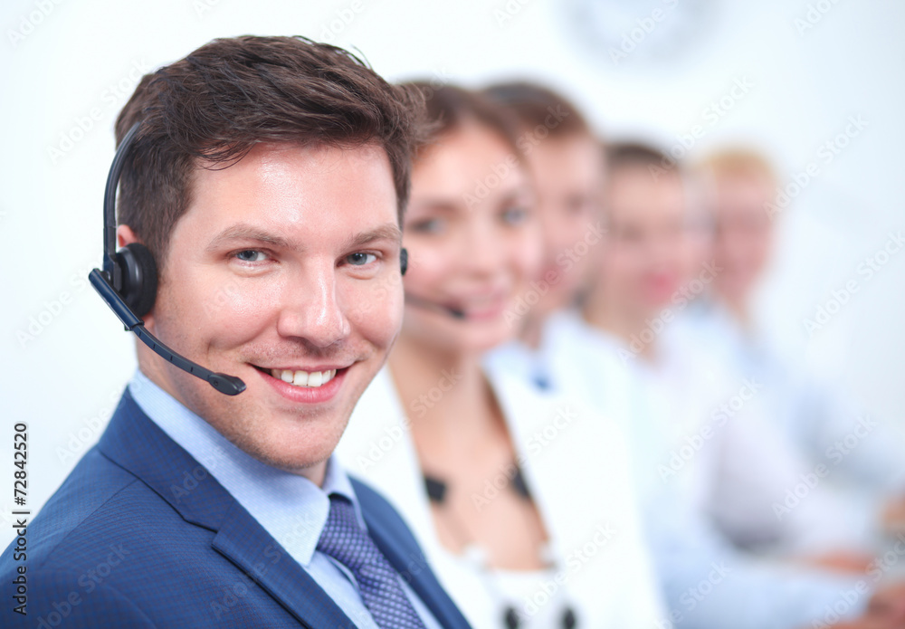 Attractive Smiling positive young businesspeople and colleagues Attractive Smiling positive young businesspeople and colleagues