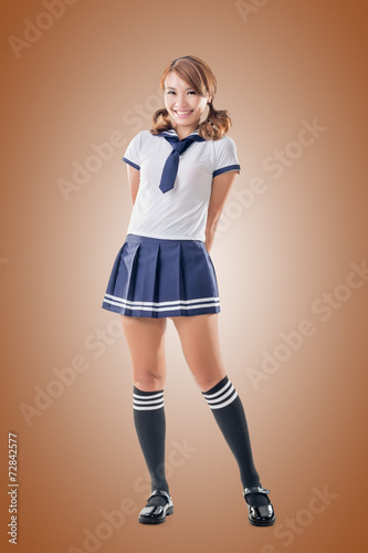 Принти на полотні Japanese style school girl in sailor suit