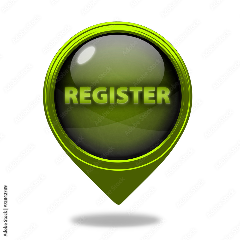 register pointer button on white background register pointer button on white background