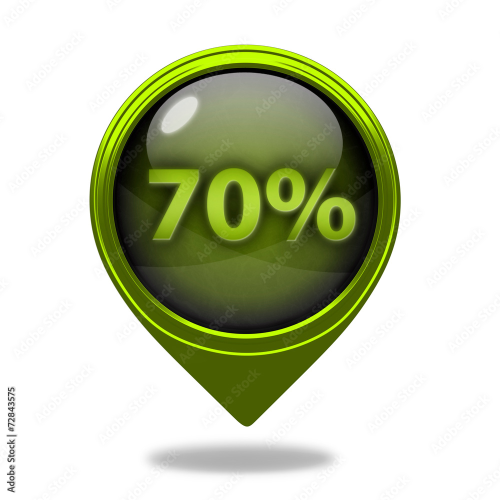 Seventy percent pointer icon on white background Seventy percent pointer icon on white background