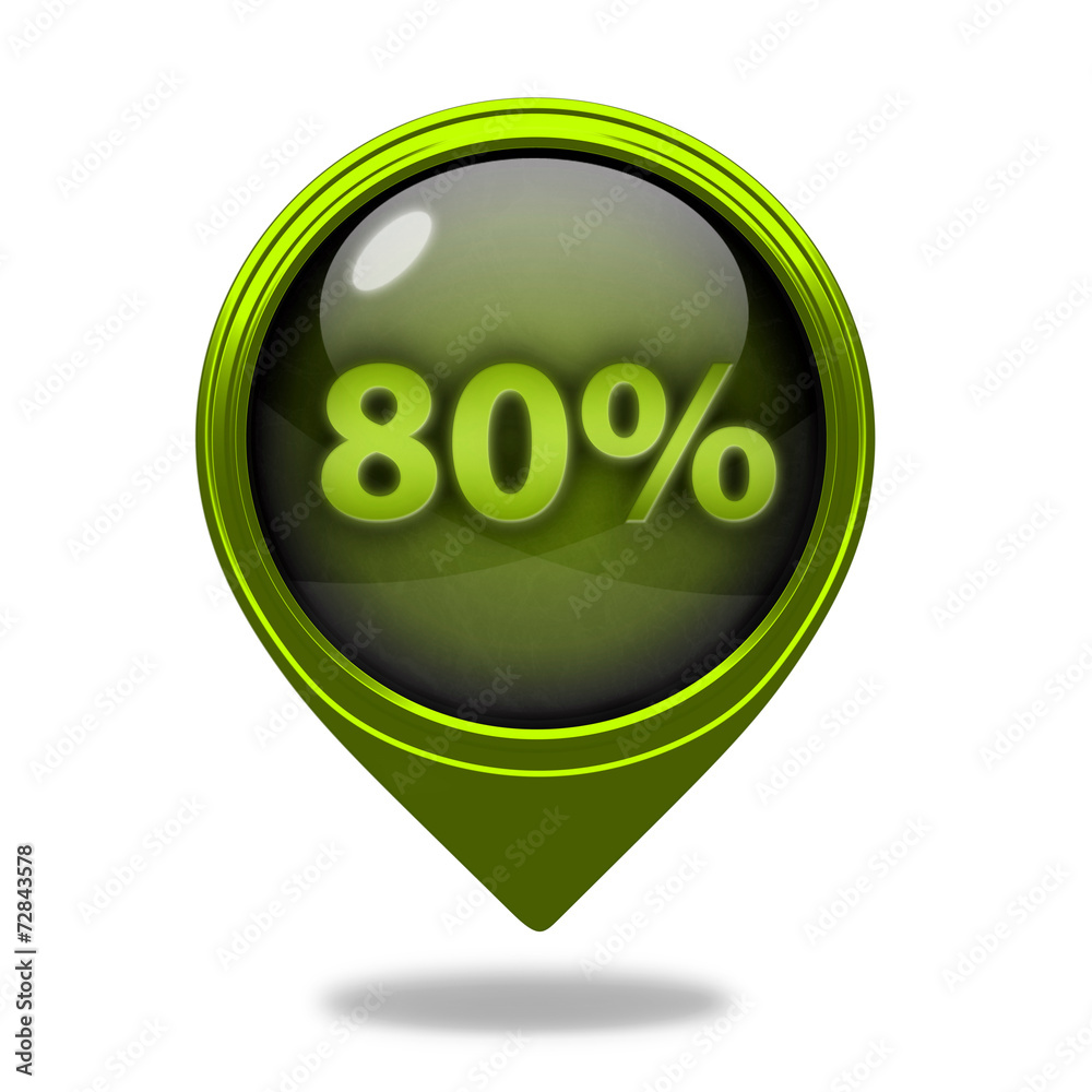 Eighty percent pointer icon on white background Eighty percent pointer icon on white background