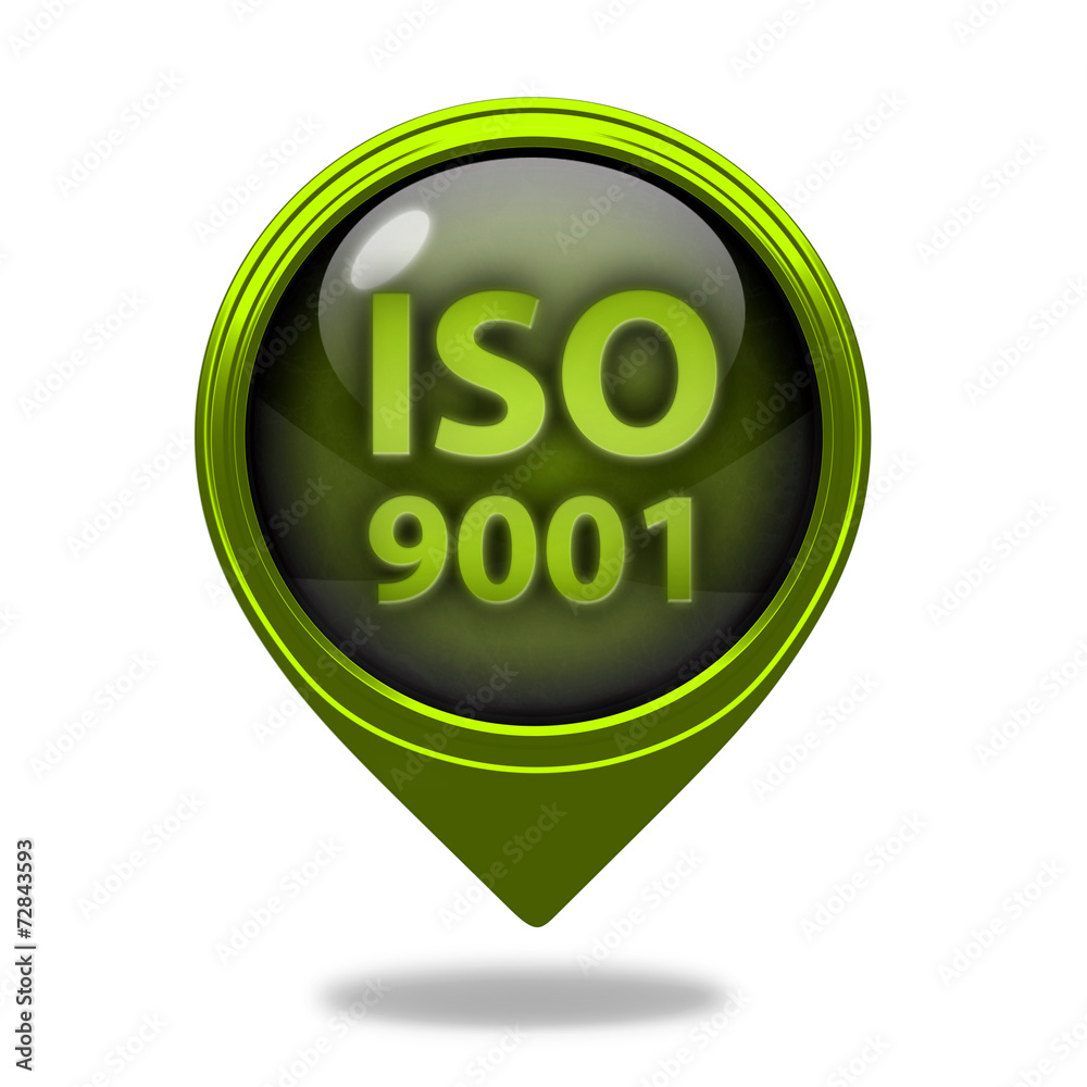 Iso 9001 pointer icon on white background