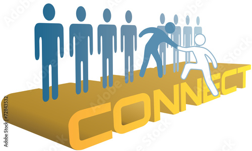Hand help up connect to join people group