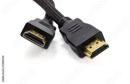 Close up HDMI cable isolated on a white background