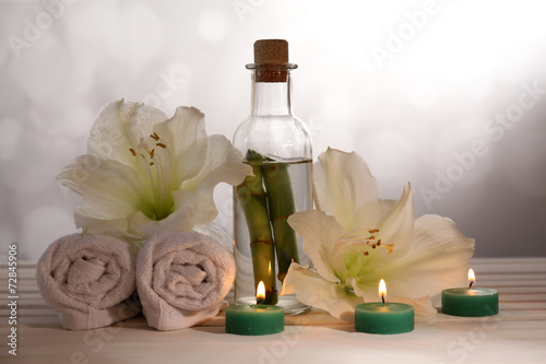 Spa setting on wooden table