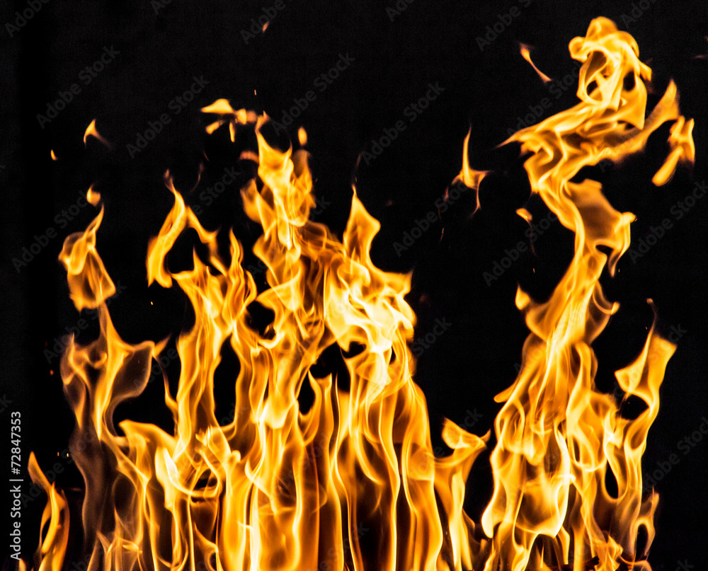 flame fire on black background flame fire on black background
