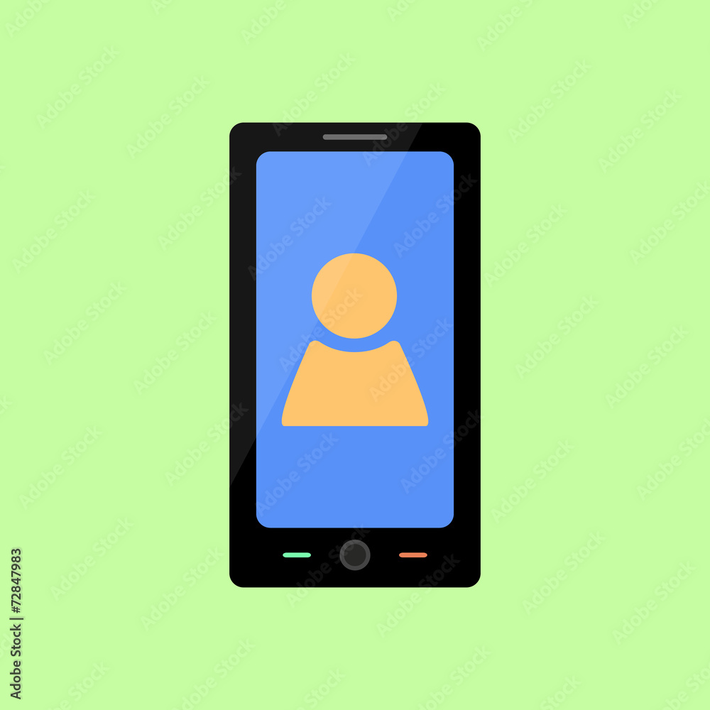 Flat style smart phone with person icon Flat style smart phone with person icon