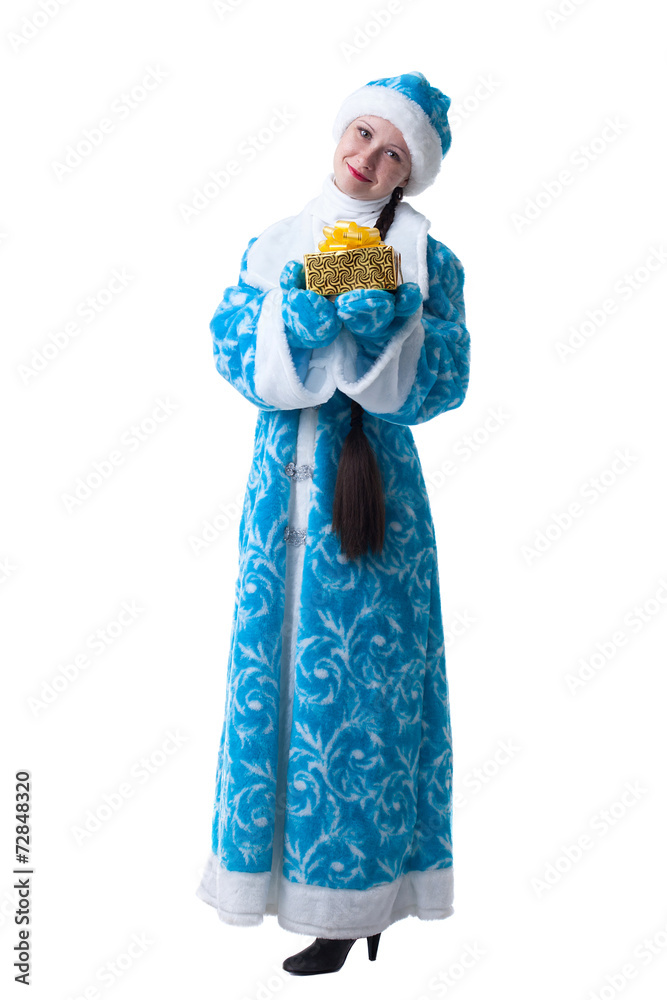 Charming young girl posing in suit of Snow Maiden Charming young girl posing in suit of Snow Maiden