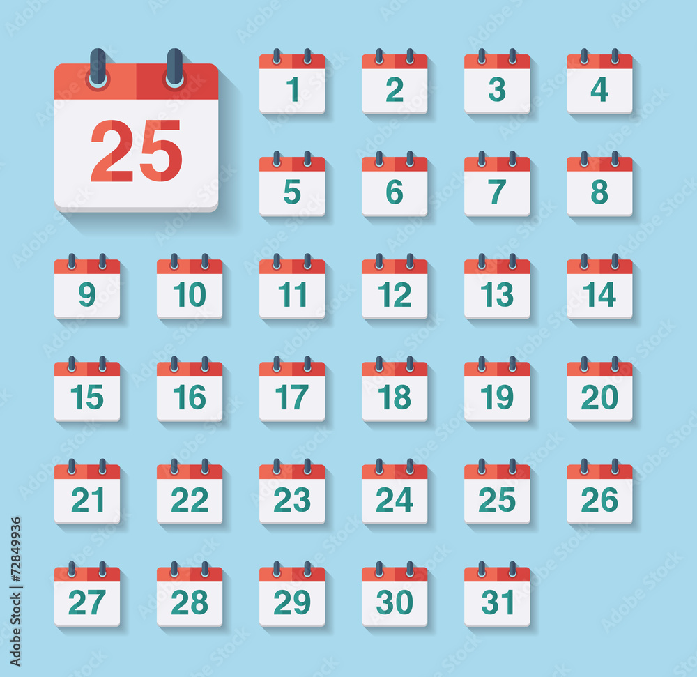 Flat Calendar Icons