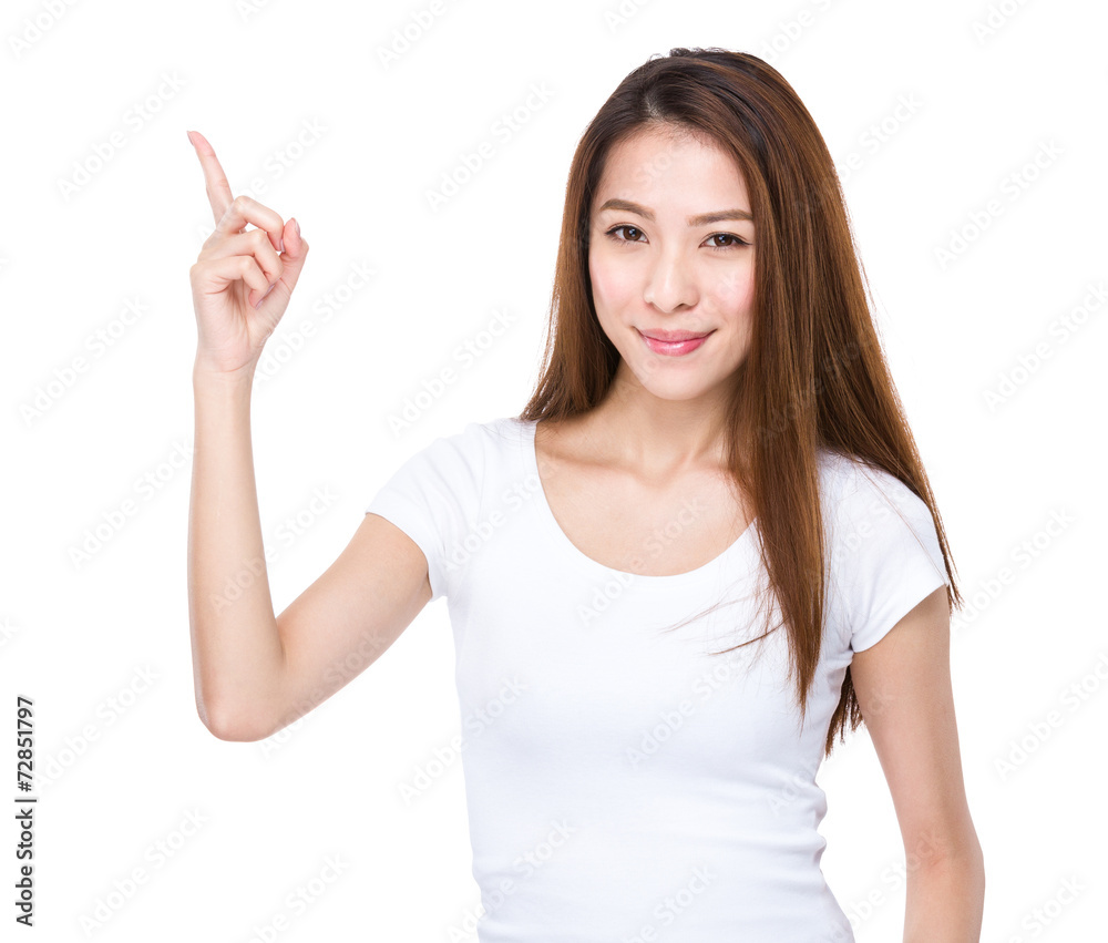 Woman with finger up Woman with finger up