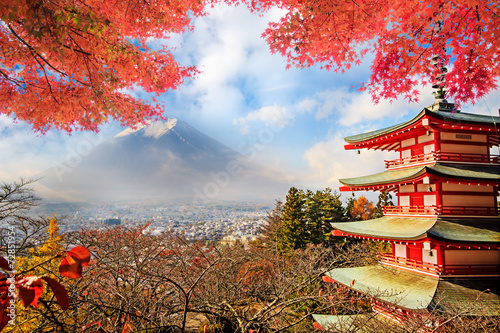Fuji Mountaion with nice maple photo