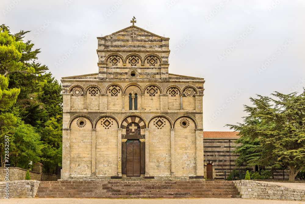 Facade of church San Pietro di Sorres in Borutta