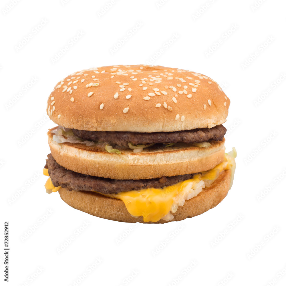 Hamburger with cheese leaking