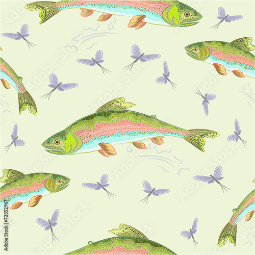 Seamless  texture rainbow trout vector