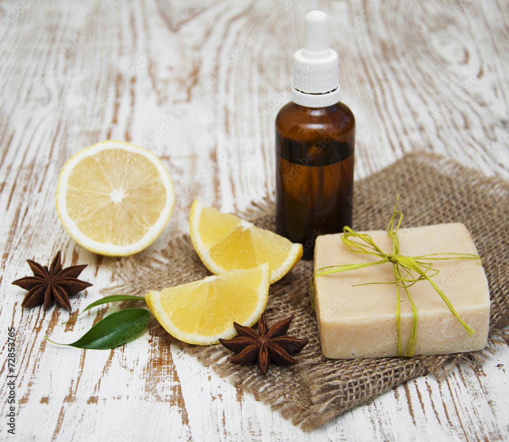 handmade lemon soap and essential oil handmade lemon soap and essential oil
