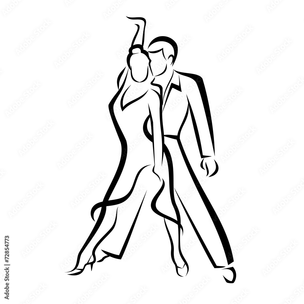 dancing couple, outlined vector sketch dancing couple, outlined vector sketch
