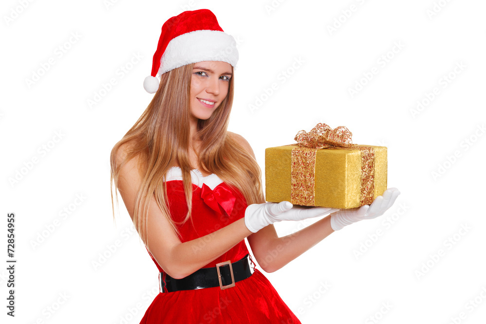 sexy girl wearing santa claus clothes with christmas gift sexy girl wearing santa claus clothes with christmas gift