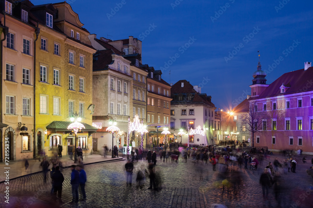 Old Town in Warsaw at Night