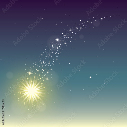 Fairy shooting star. Abstract background