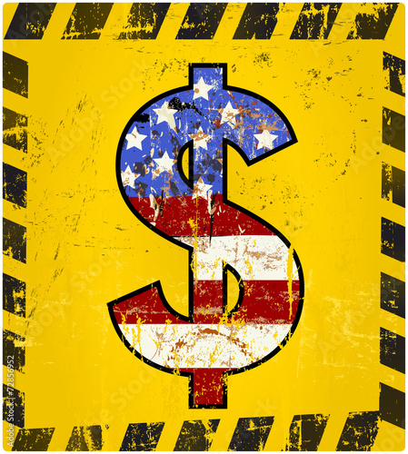 dollar sign, grungy style,vector illustration