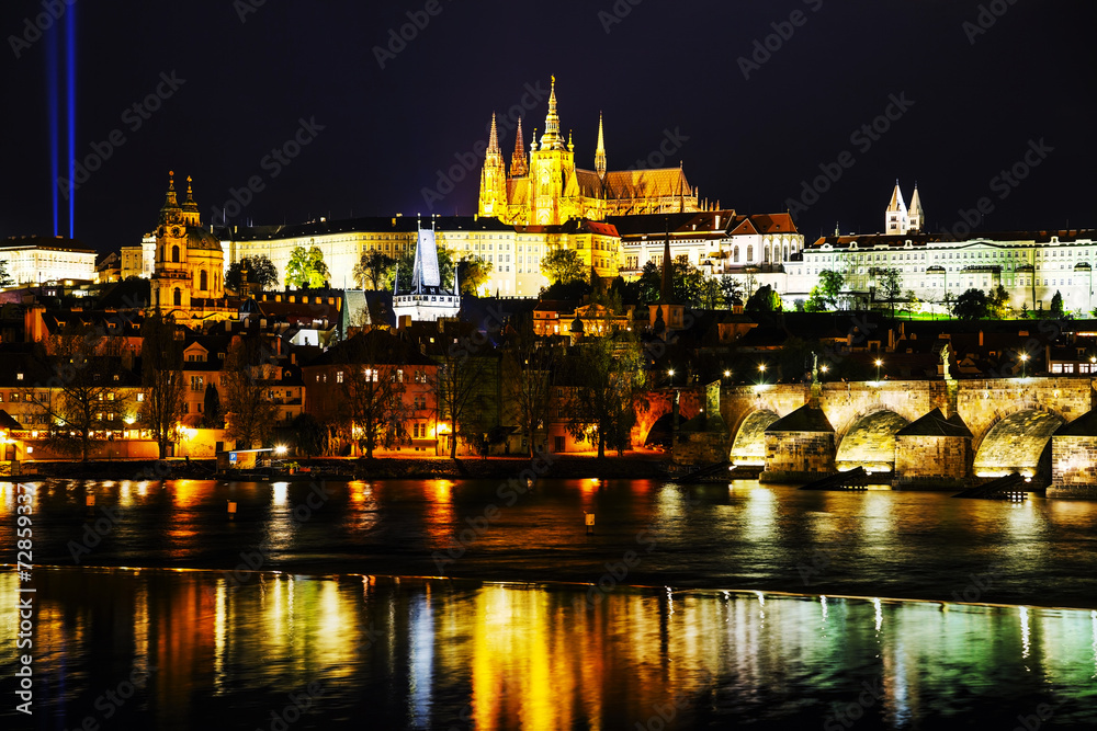 Old Prague cityscape with the Charles bridge