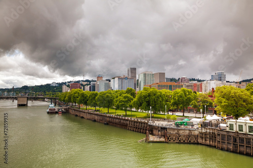 Obraz na płótnie Downtown Portland cityscape w salonie
