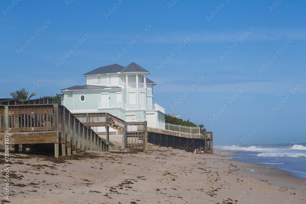 Obraz premium blue summer beach house