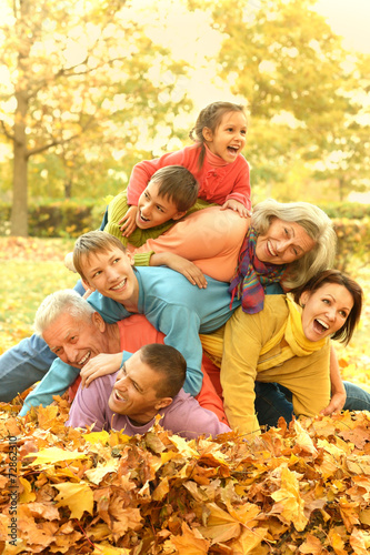 family in autumn park