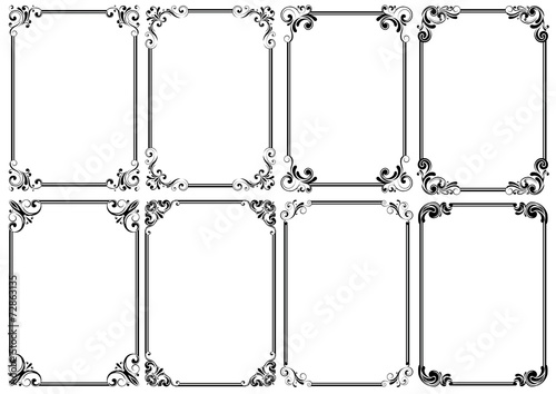 Set of eight black decorative frame