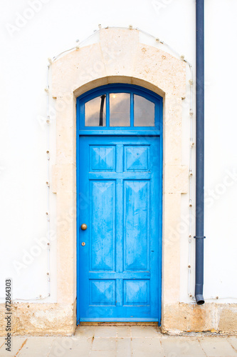 Old Mediterranean Blue Door in Cyprus, Larnaca © kotina
