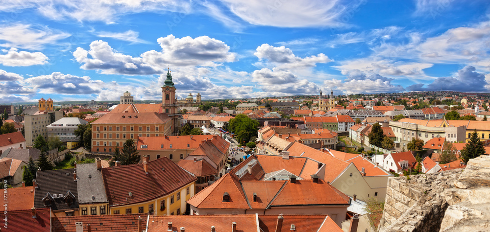 Panorama of the city of Eger, Hungary.