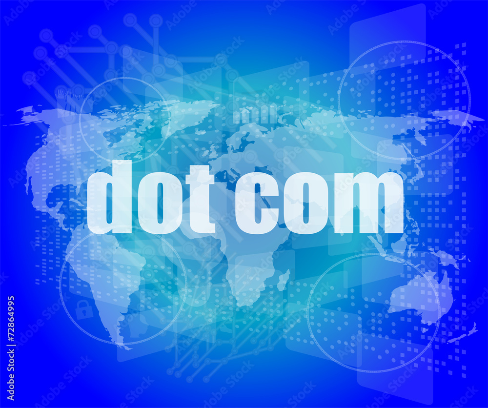 words dot com on digital screen, information technology concept