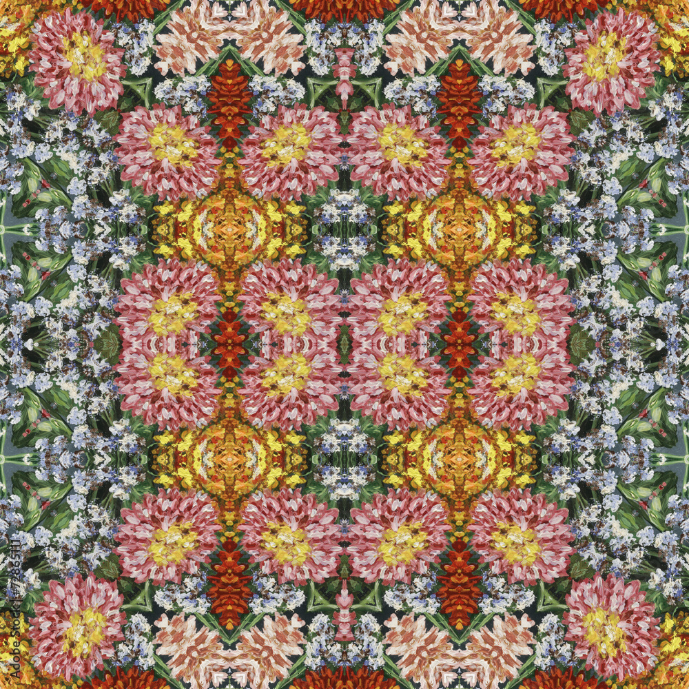 Seamless floral pattern, oil painting Seamless floral pattern, oil painting